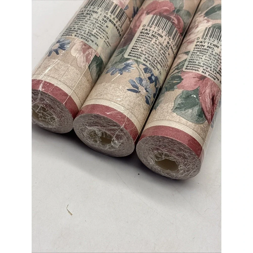3- Brewster Home Fashions wallpaper border Floral Cottage Country NOS